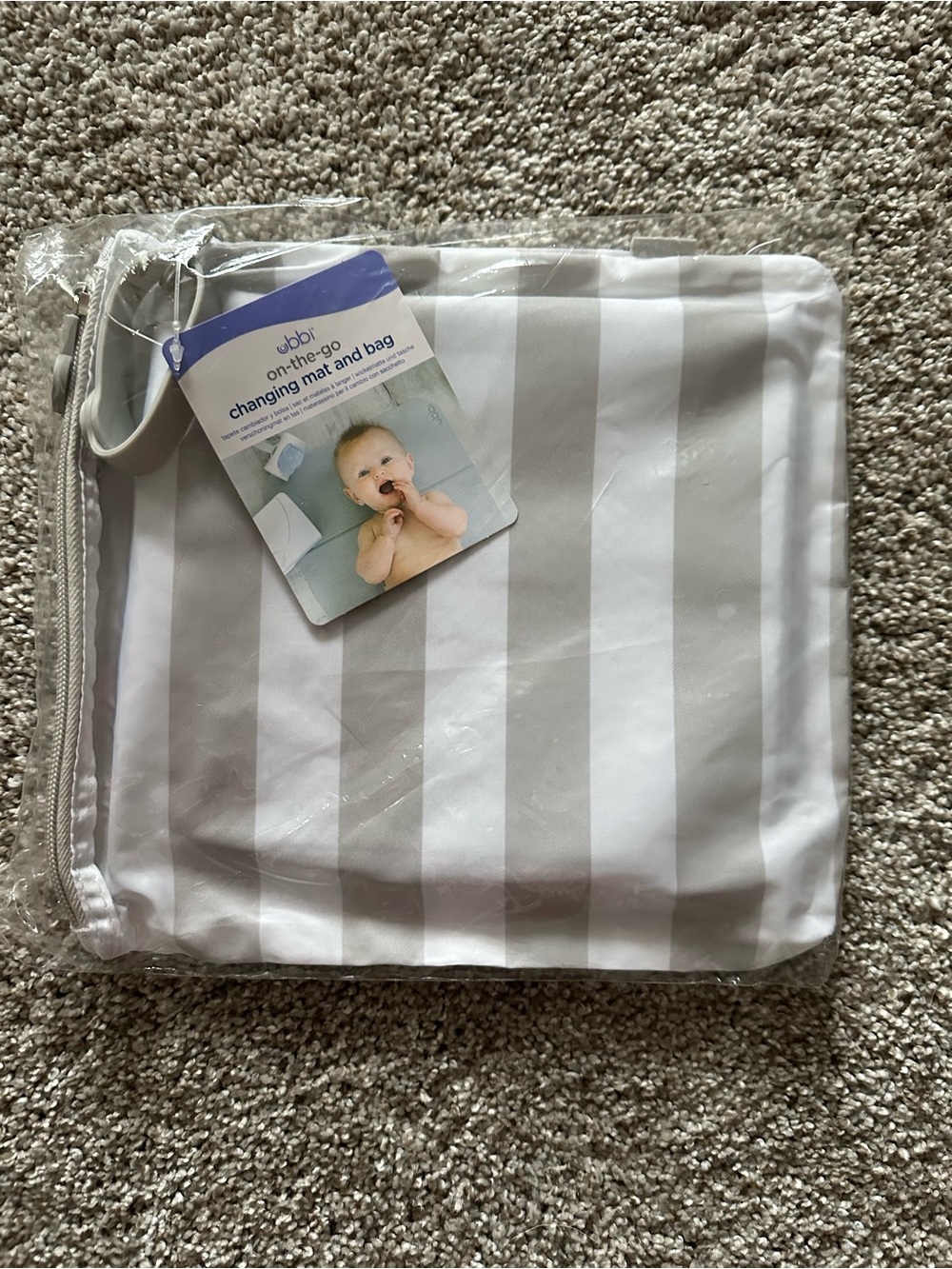 Ubbi On-The-Go Changing Mat and Bag in Gray Stripe
